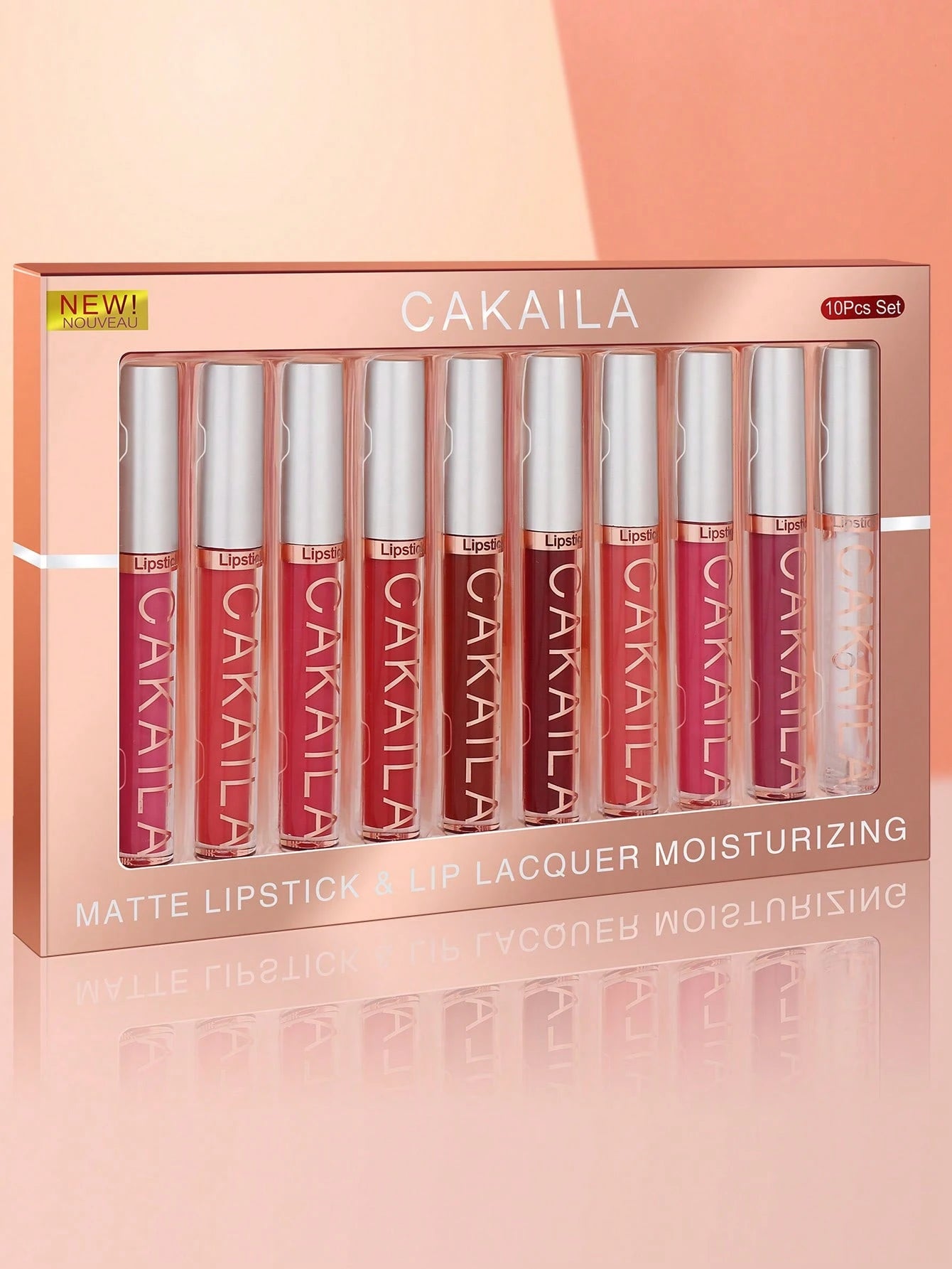 CAKAILA مطفي أحمر شفاه و Lip Lacquer مرطب 10 قطع - الصورة 3