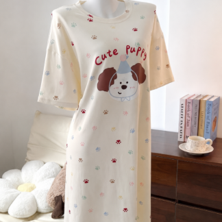 كريم Puppy Print Oversized Nightdress